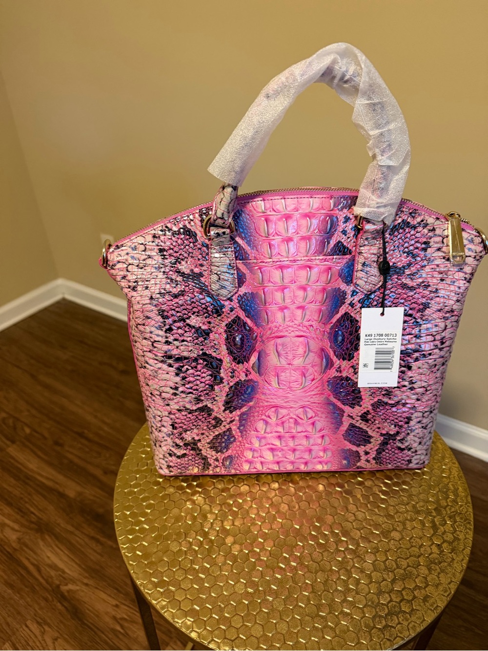 Brahmin Pink Cobra Large Duxbury Embossed Satchel withMatching Veronica Wallet - Picture 4 of 9
